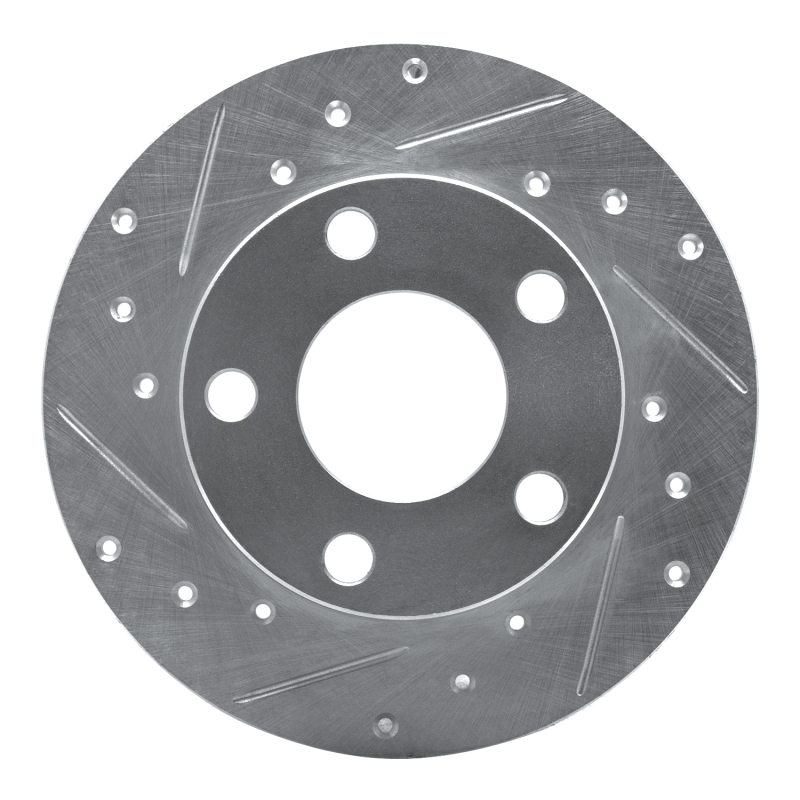 Audi A4 Quattro Brake Rotor (1) - Rear Left - R1 Concepts - Drilled and Slotted - Silver - `96-`05